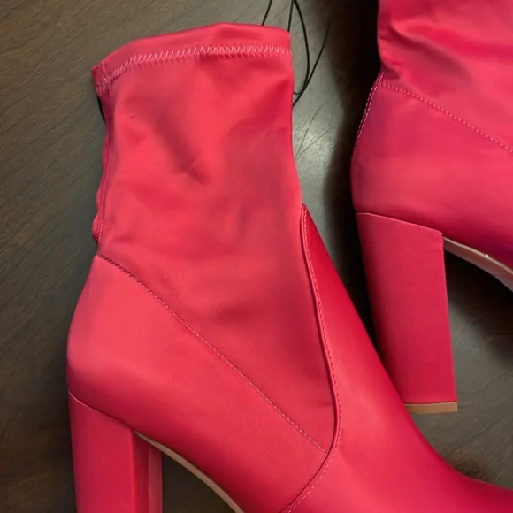 Satin Fuschia Booties by Express - Picture 6 of 16